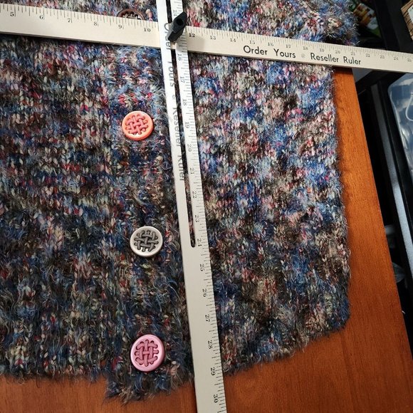 Vintage Colour Works Cardigan Sweater Womens M Multicolor Mohair Space Dye Y2K - Picture 10 of 13